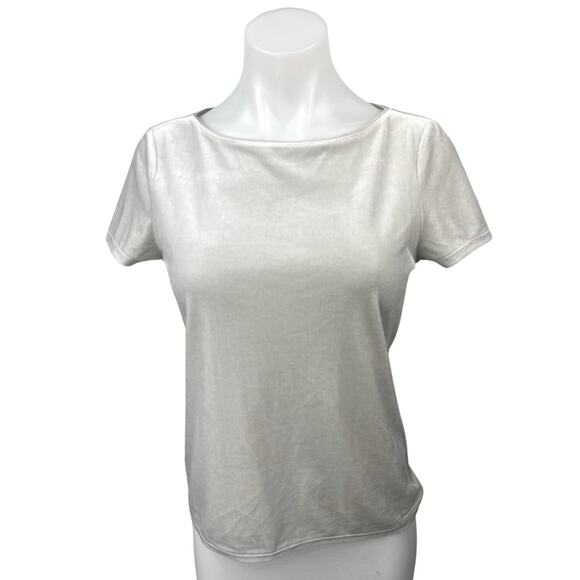 White House Black Market Gray Velour Velvet Short Sleeve Casual Tee Top Size XS - Picture 1 of 5